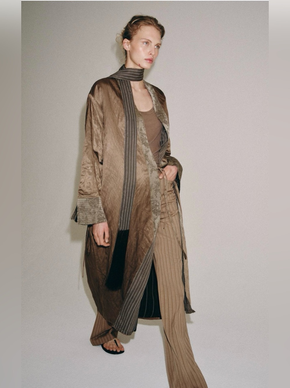 NWT ZARA Premium Collection Jacquard Kimono with Scarf